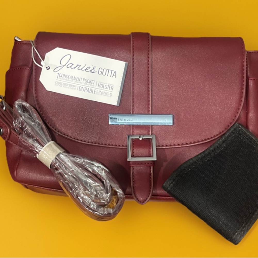 Burgundy Leather Crossbody Conceal Bag with Silver Buckle